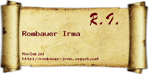 Rombauer Irma névjegykártya